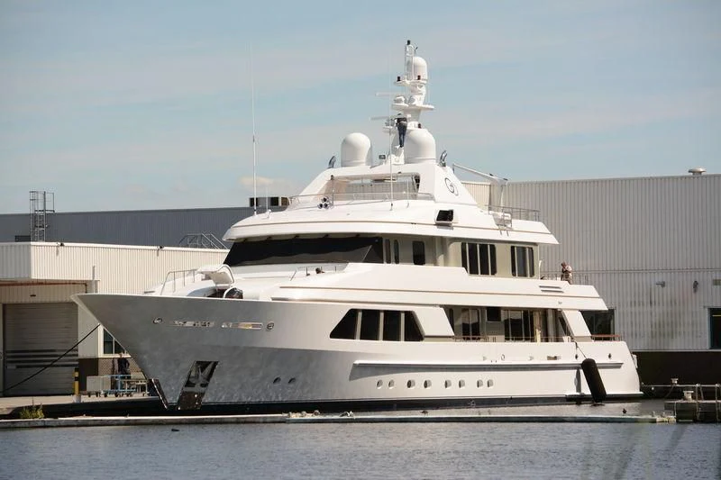 a large white yacht aboard GO Yacht for Sale