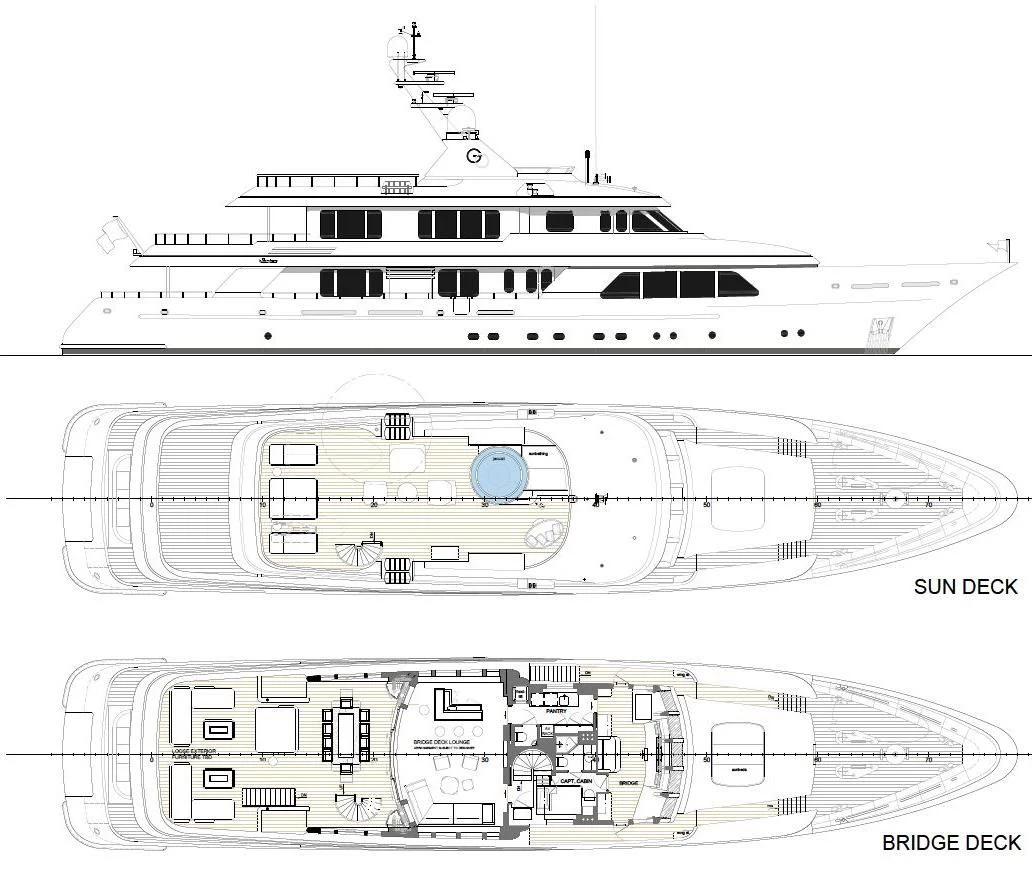 diagram, engineering drawing aboard GO Yacht for Sale