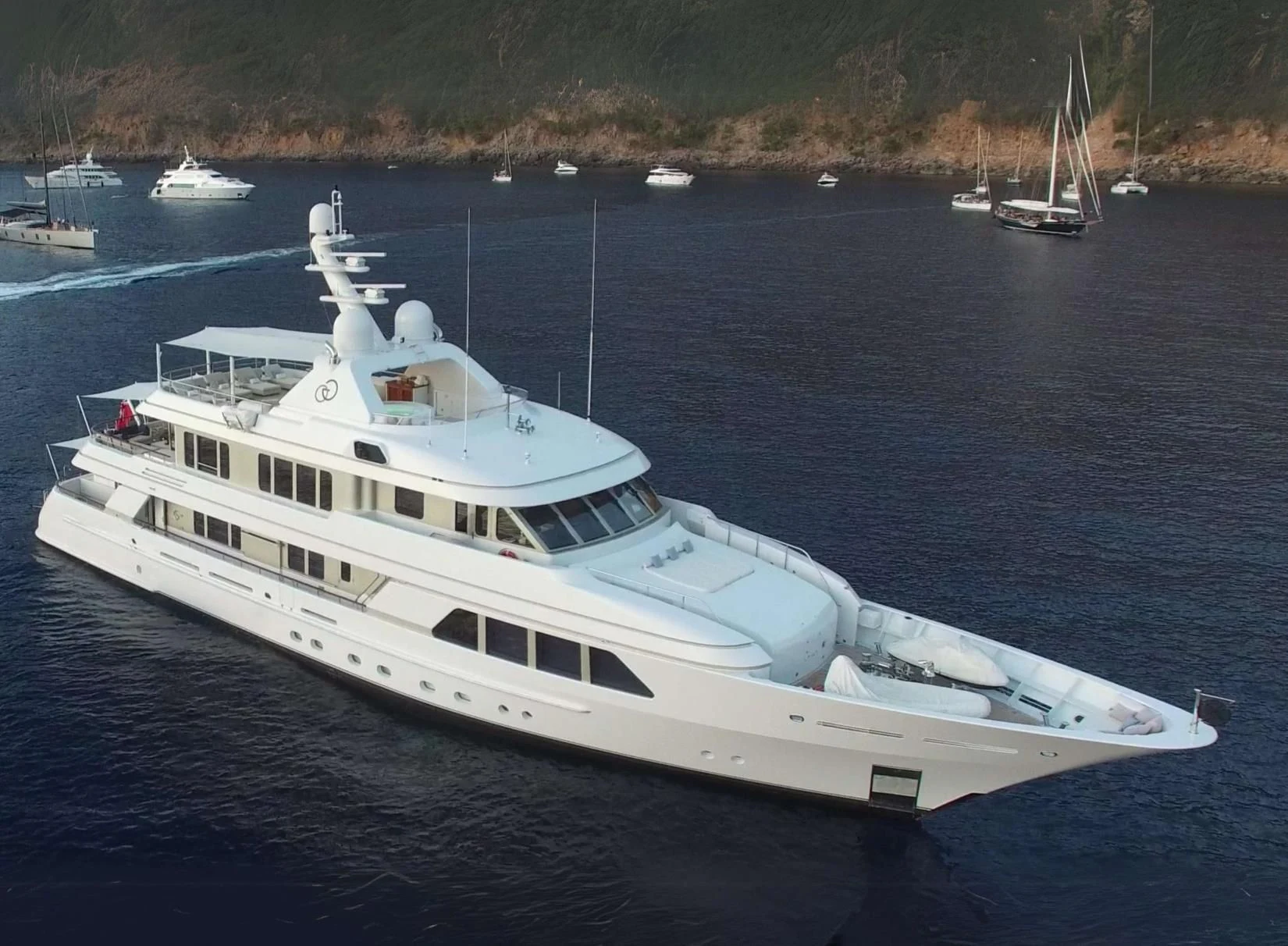 a white yacht in the water aboard GO Yacht for Sale
