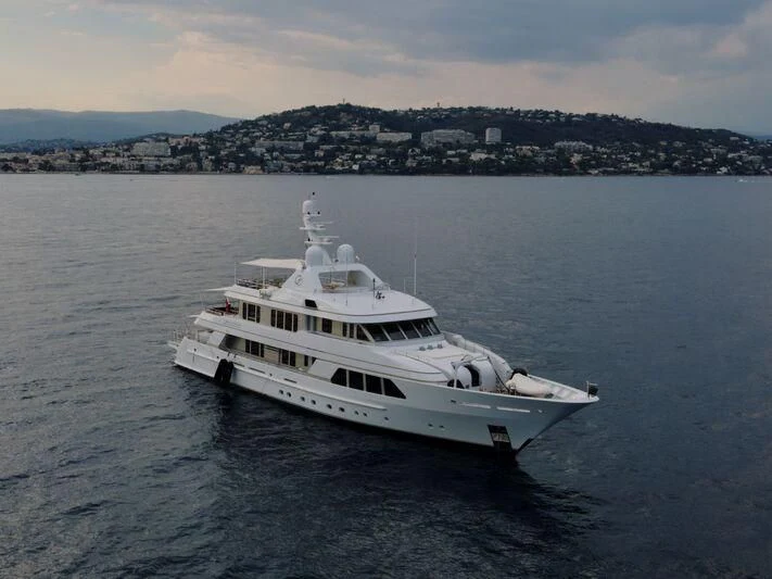 a white yacht in the water aboard GO Yacht for Sale