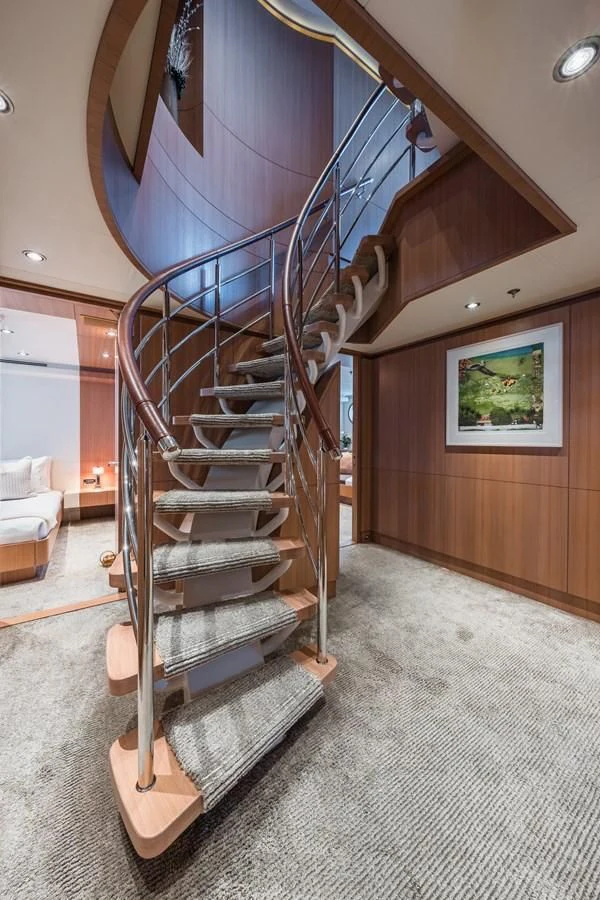 a staircase in a house aboard GO Yacht for Sale