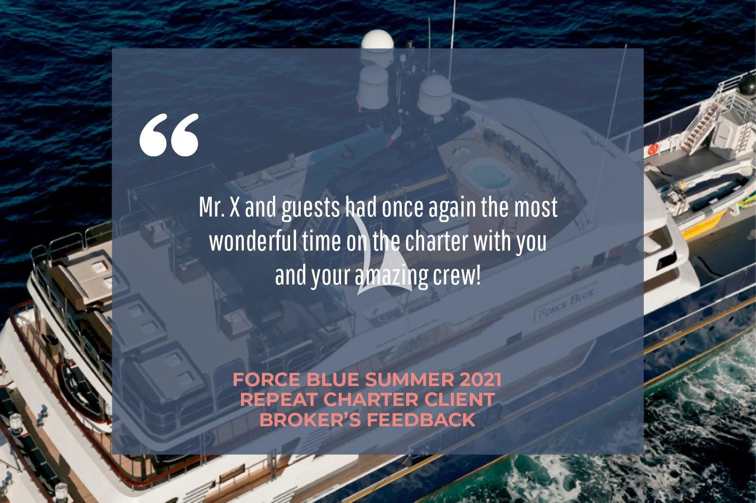 text aboard FORCE BLUE Yacht for Charter