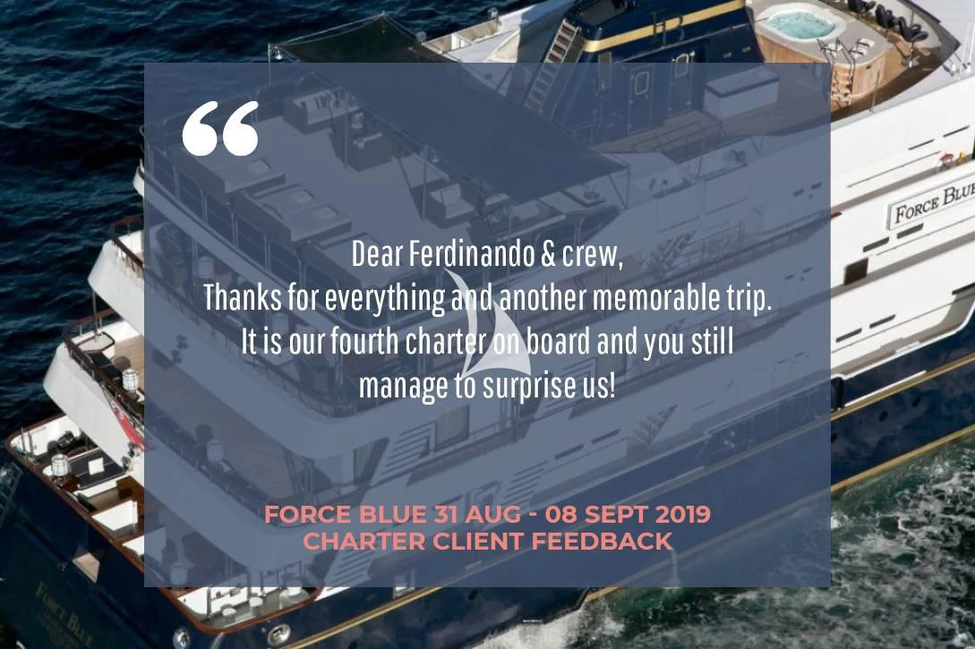 text aboard FORCE BLUE Yacht for Charter