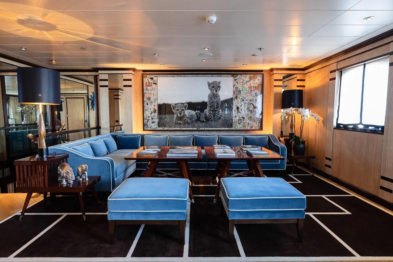 a room with a couch and a table aboard FORCE BLUE Yacht for Charter