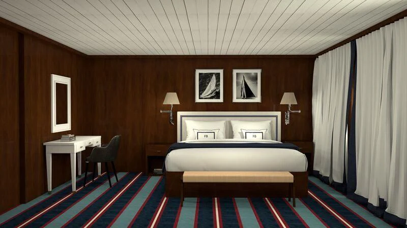 a bed in a room aboard FORCE BLUE Yacht for Charter