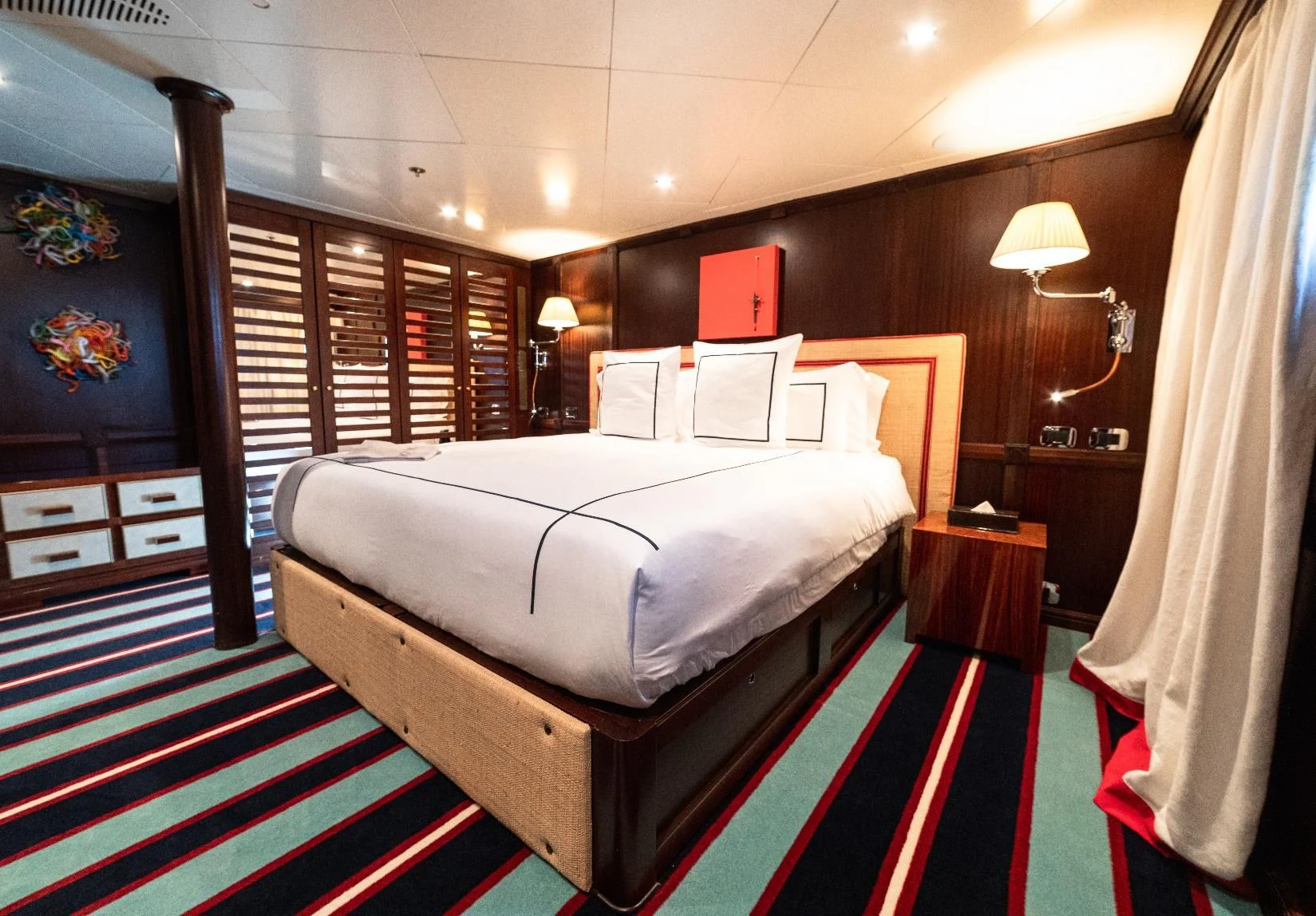 a bed in a room aboard FORCE BLUE Yacht for Charter