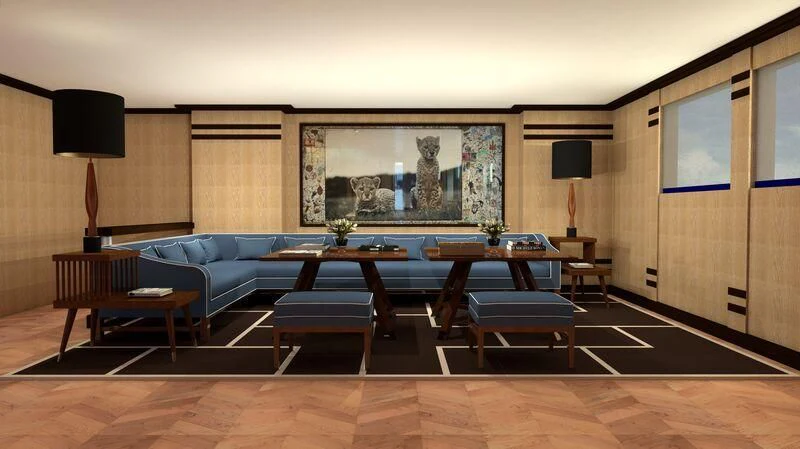 a room with a couch and a table aboard FORCE BLUE Yacht for Charter