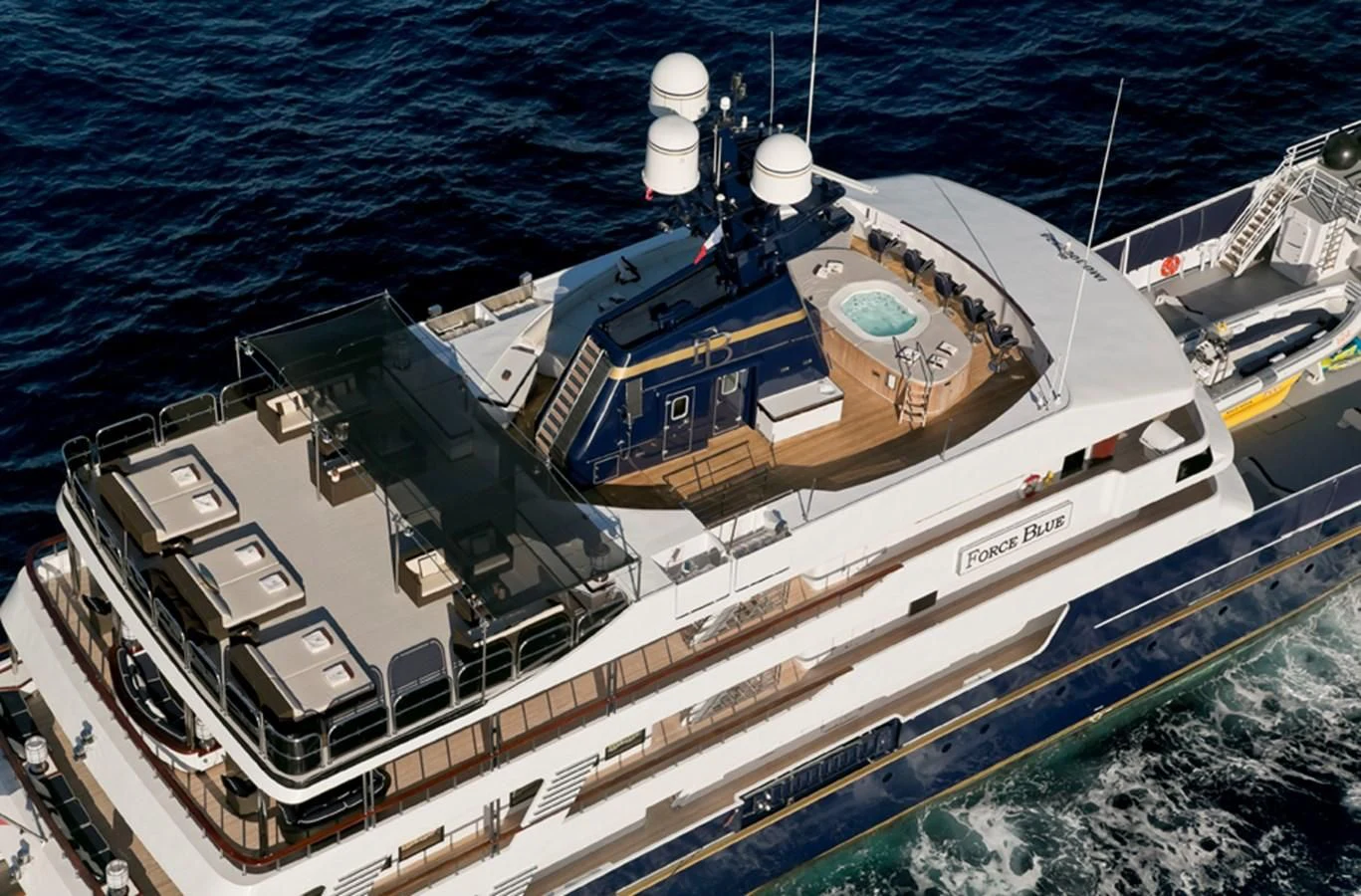 a ship on the water aboard FORCE BLUE Yacht for Charter