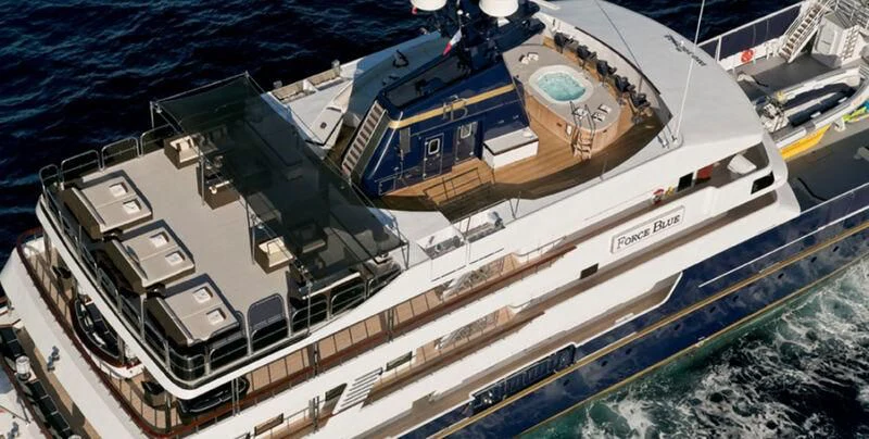 a satellite view of a ship aboard FORCE BLUE Yacht for Charter