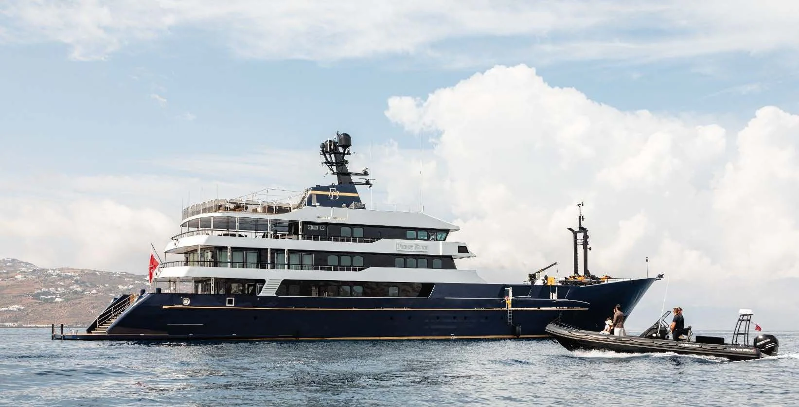 a large boat in the water aboard FORCE BLUE Yacht for Charter