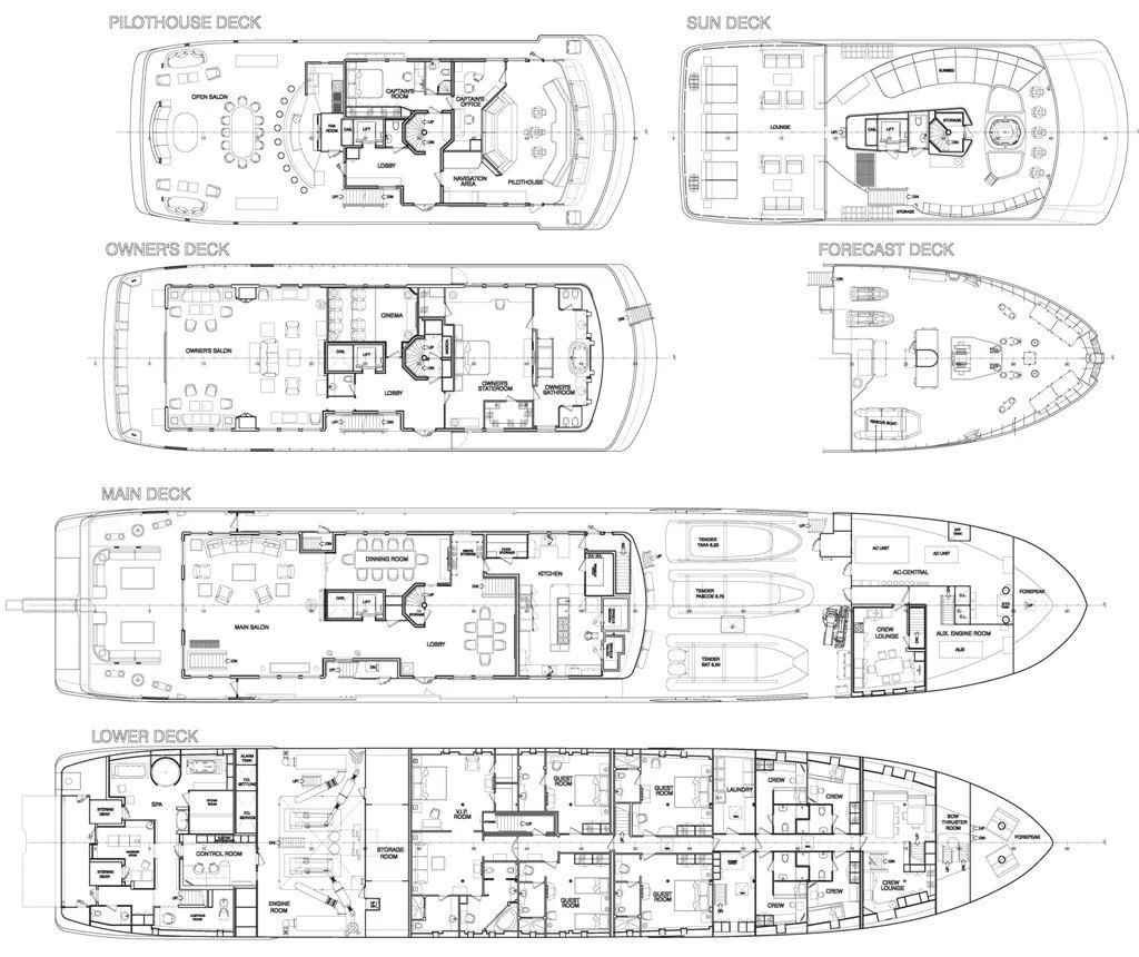 diagram, engineering drawing aboard FORCE BLUE Yacht for Charter