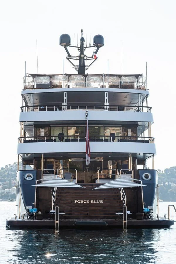 a large ship on the water aboard FORCE BLUE Yacht for Charter