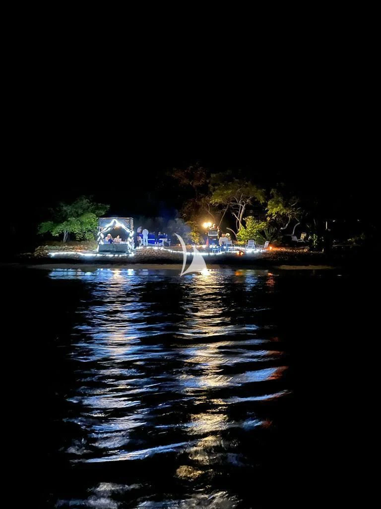 a fountain in a lake aboard FORCE BLUE Yacht for Charter