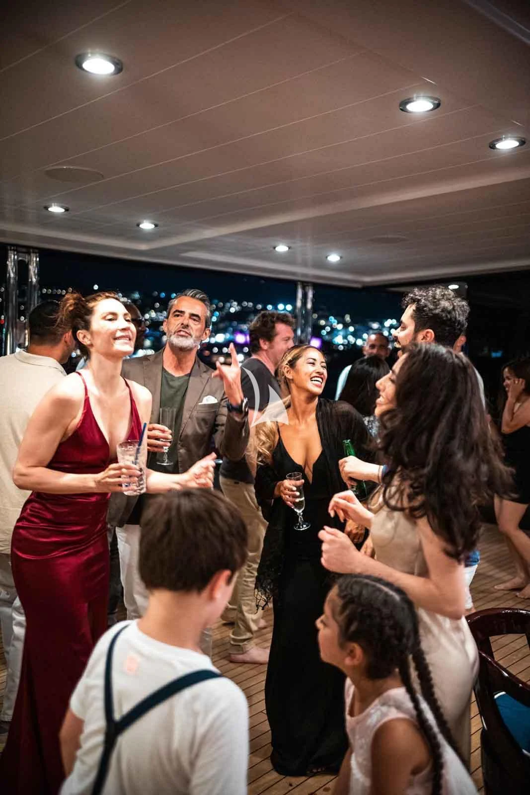 a group of people at a party aboard FORCE BLUE Yacht for Charter