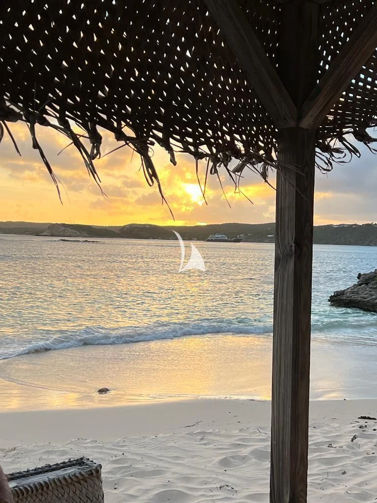 a hammock on a beach aboard FORCE BLUE Yacht for Charter