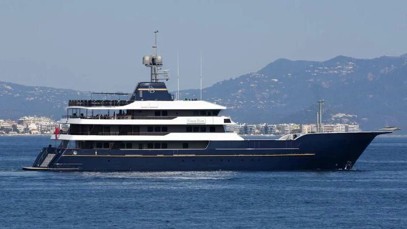 a large ship in the water aboard FORCE BLUE Yacht for Charter