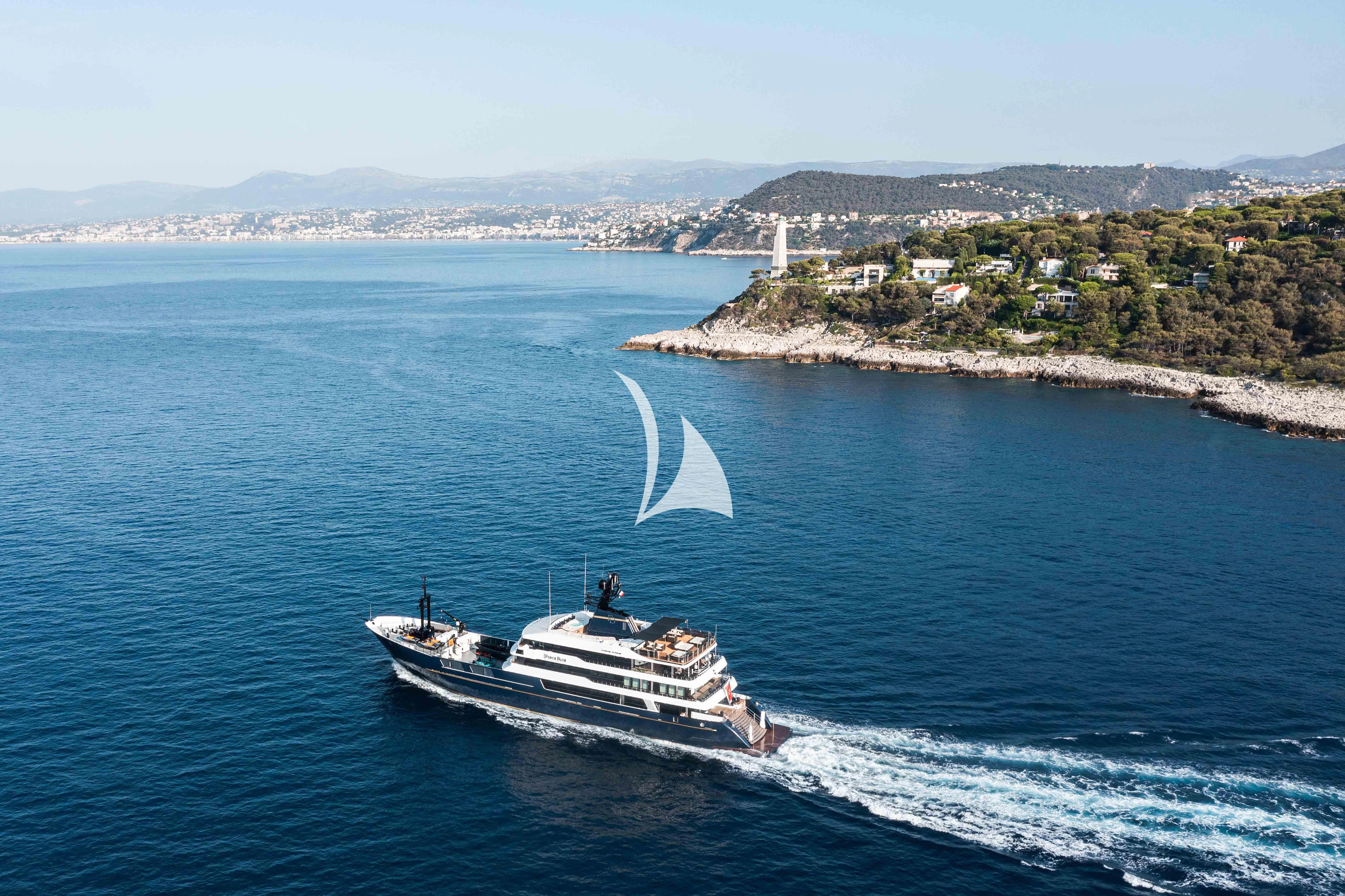 a boat sailing on the water aboard FORCE BLUE Yacht for Charter