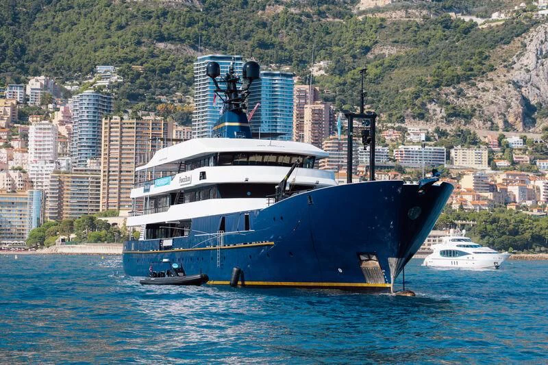 a large boat in the water aboard FORCE BLUE Yacht for Charter