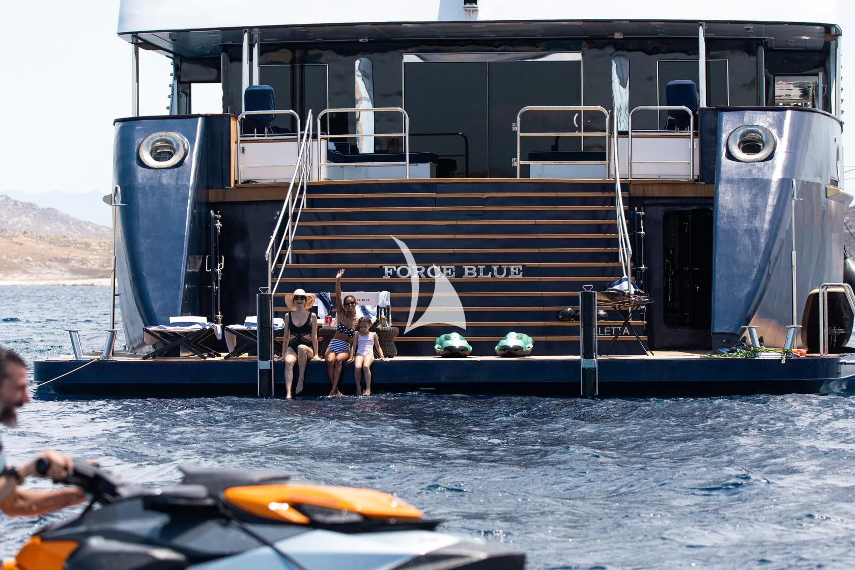 a group of people on a boat aboard FORCE BLUE Yacht for Charter