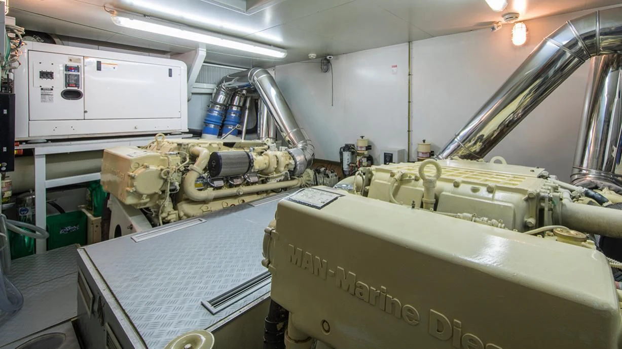 a large machine in a room aboard EOLIA Yacht for Sale