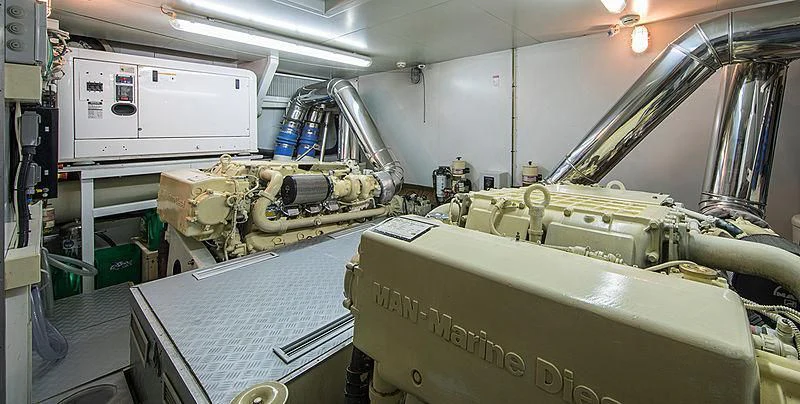 a large machine in a factory aboard EOLIA Yacht for Sale