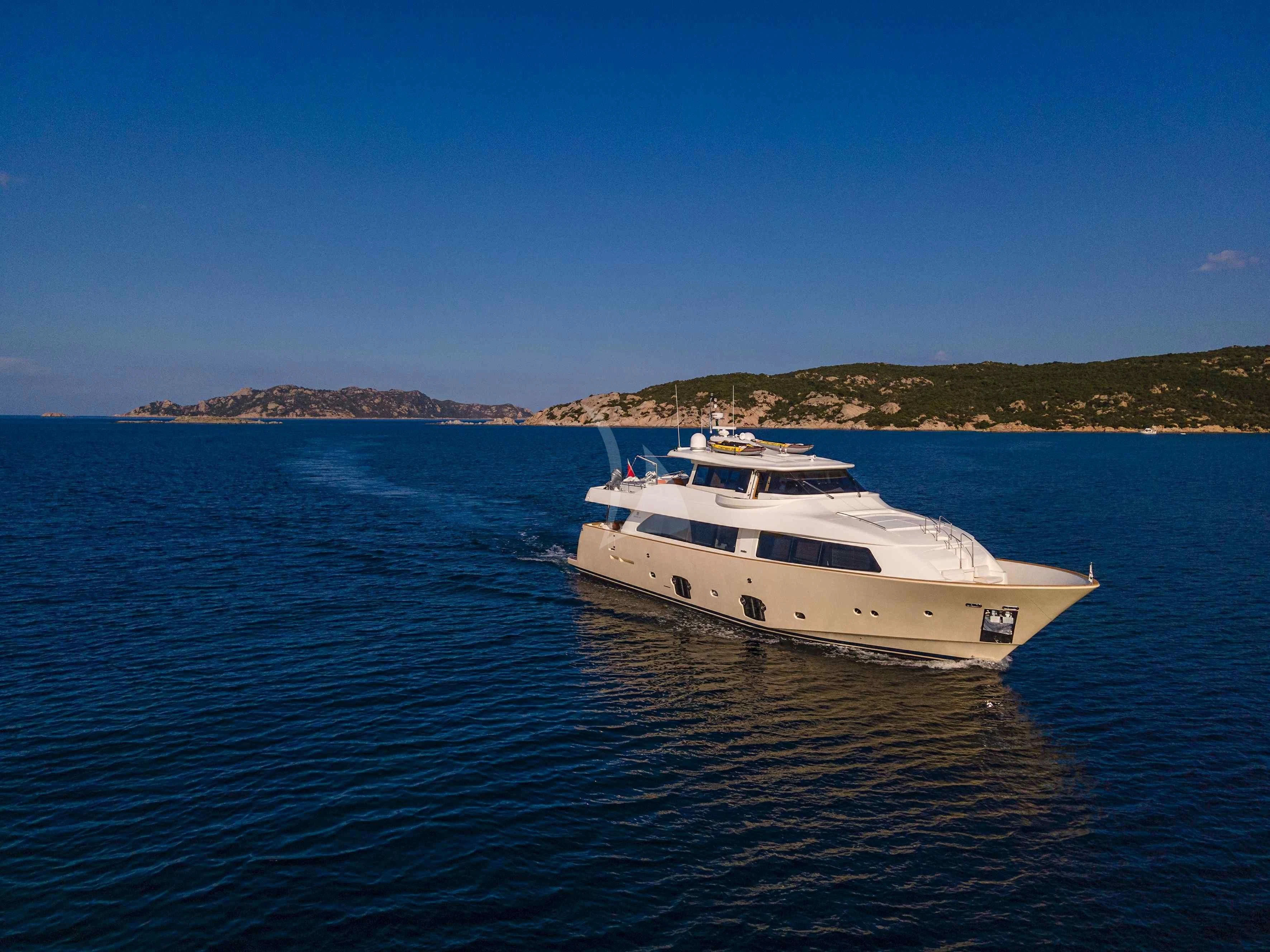 a white yacht in the water aboard EOLIA Yacht for Sale