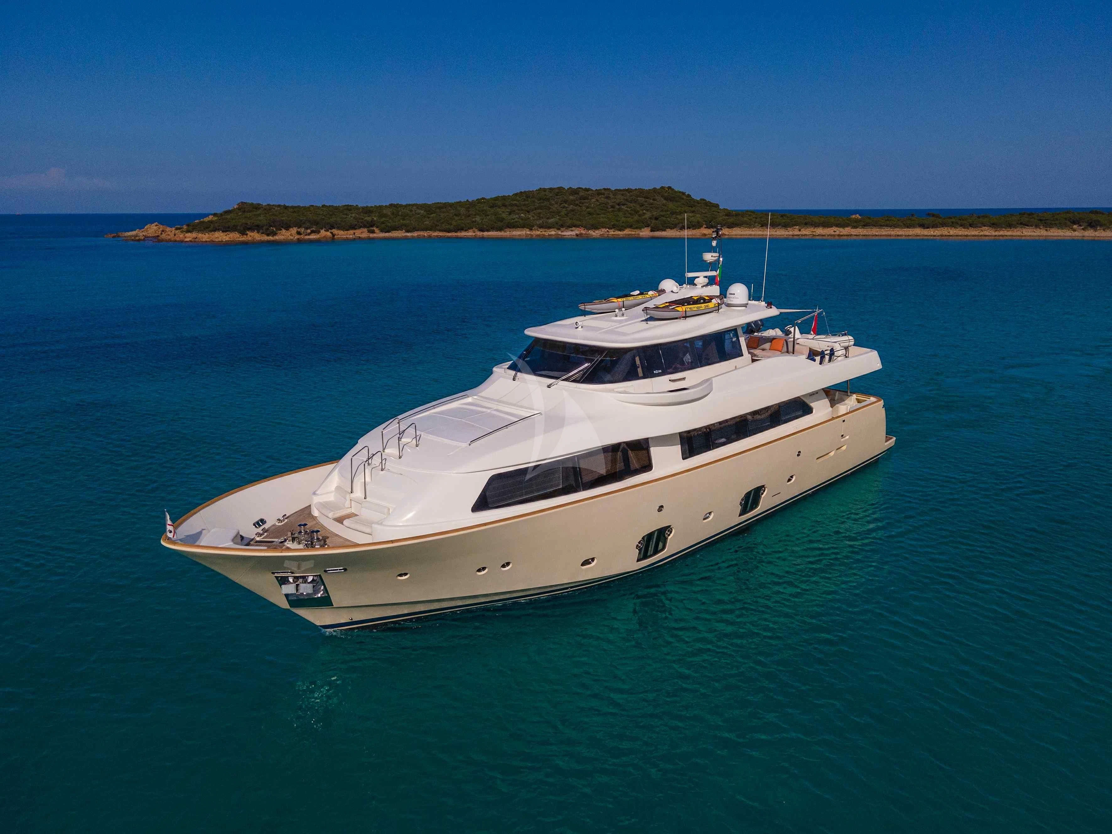 a white yacht in the water aboard EOLIA Yacht for Sale