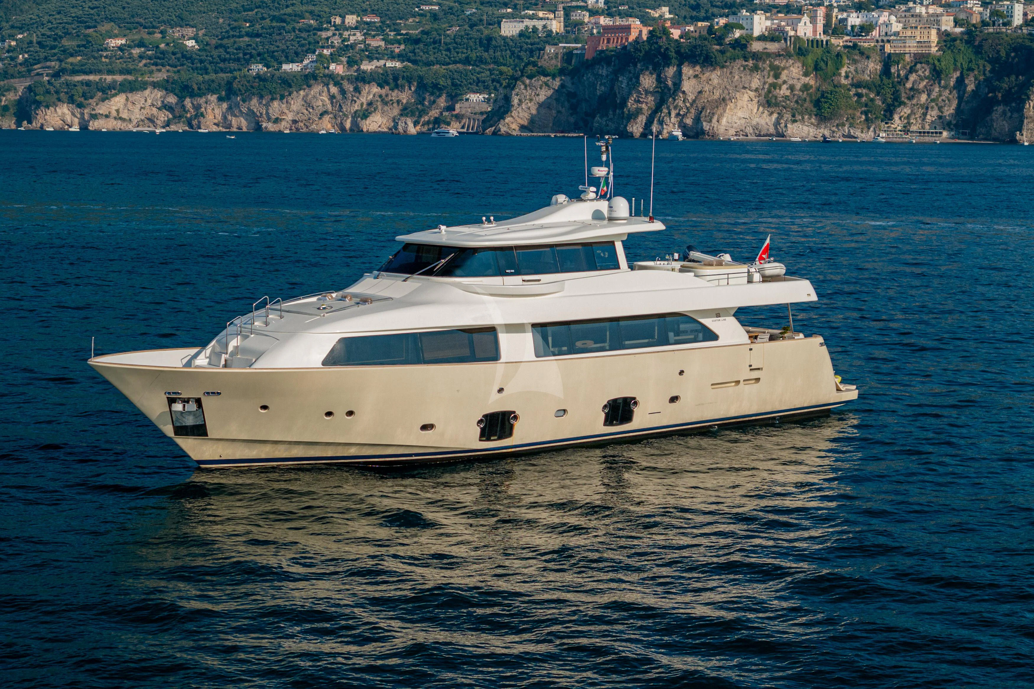 a white yacht in the water aboard EOLIA Yacht for Sale