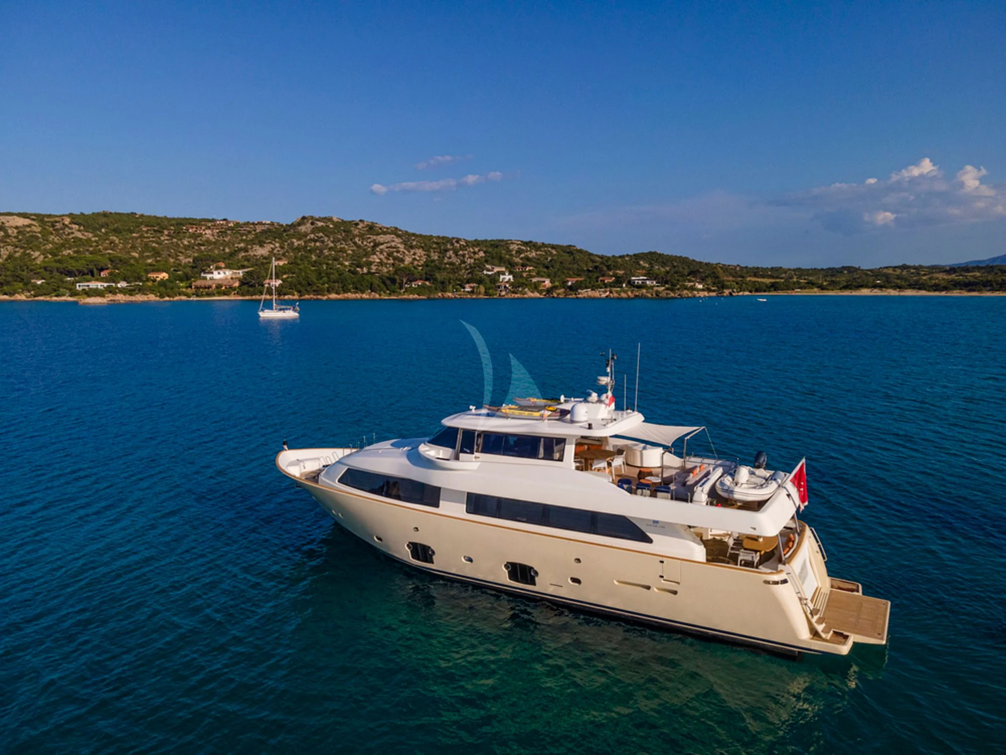 a boat in the water aboard EOLIA Yacht for Sale