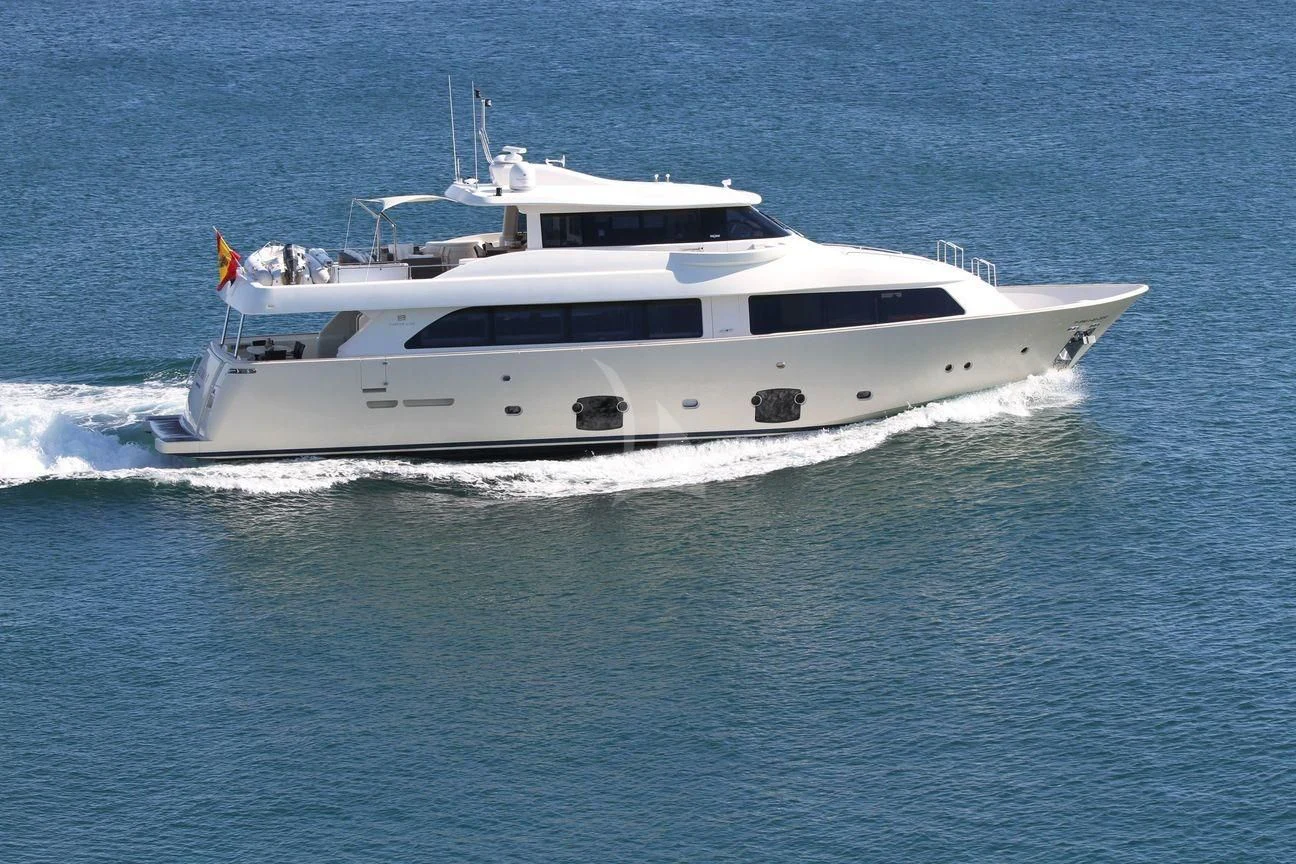 a white yacht in the water aboard EOLIA Yacht for Sale