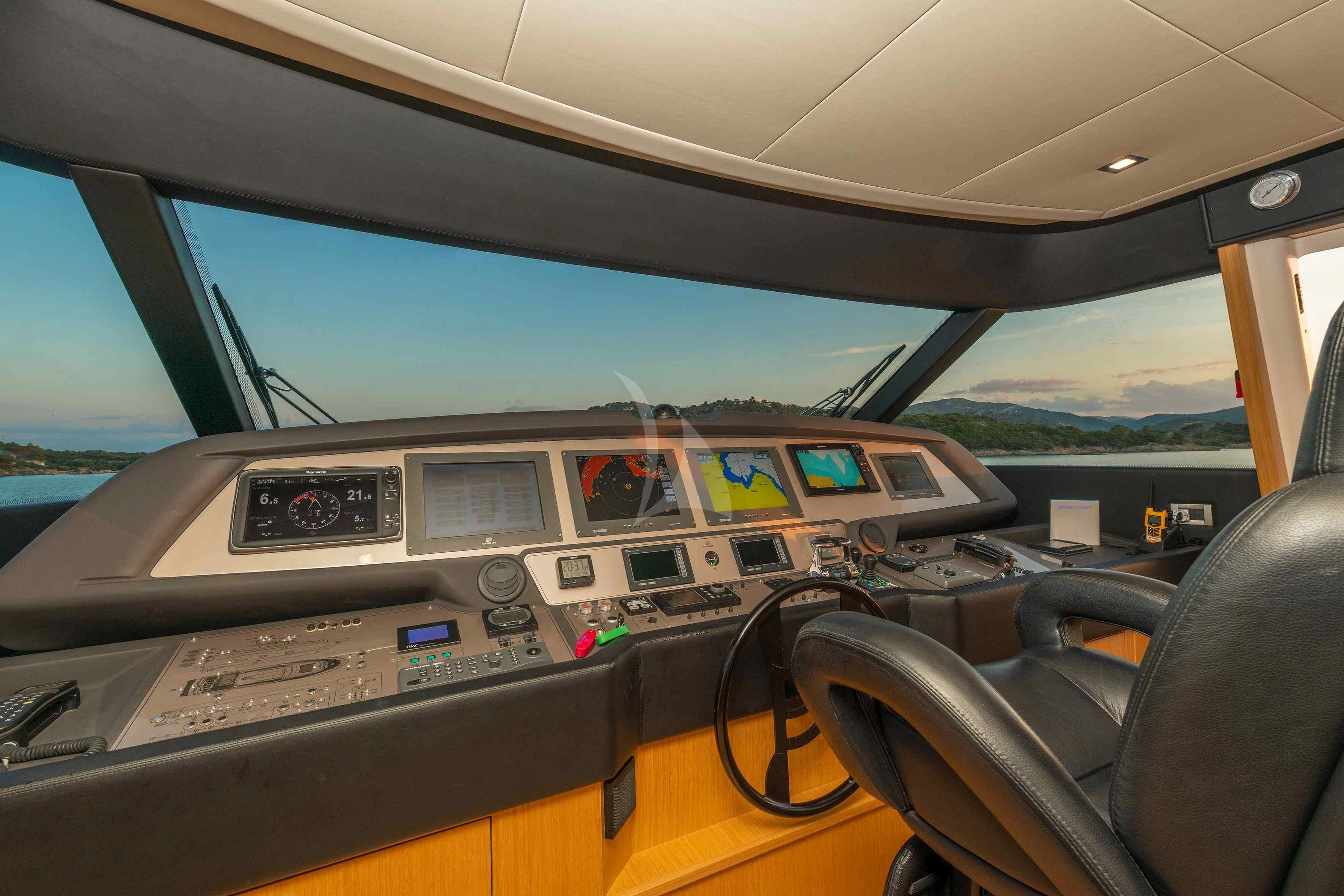 inside of a car aboard EOLIA Yacht for Sale
