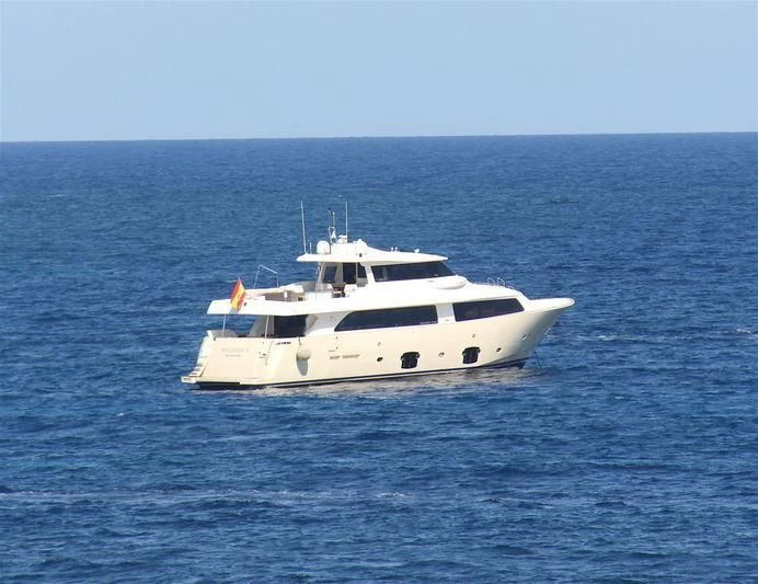 a white yacht in the water aboard EOLIA Yacht for Sale