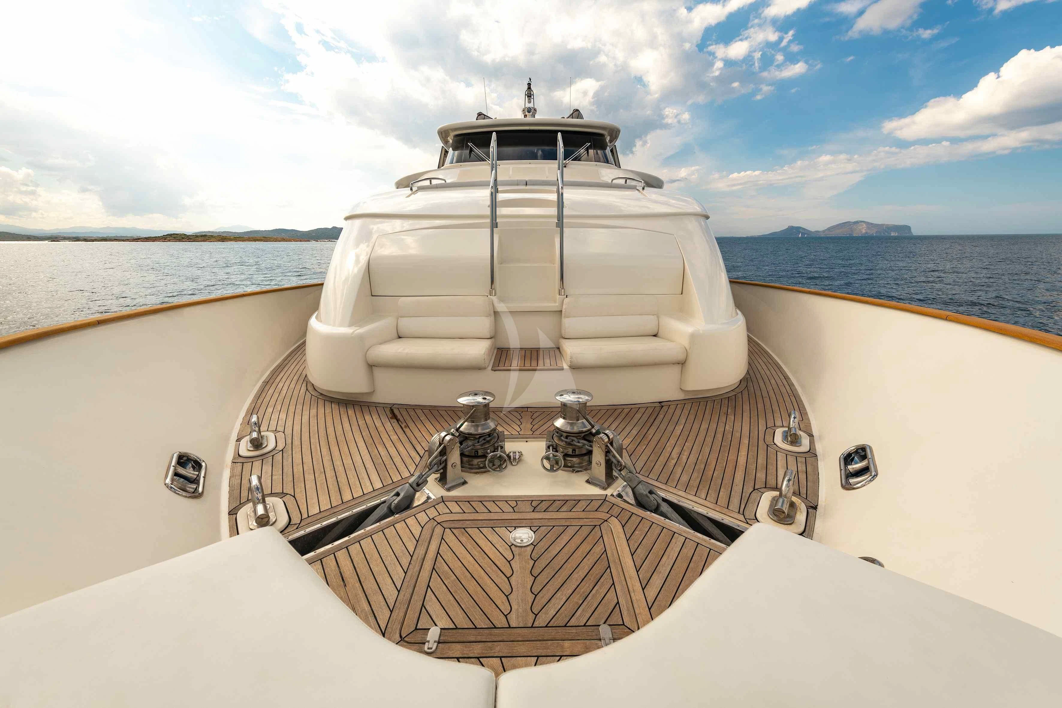 a boat on a water body aboard EOLIA Yacht for Sale