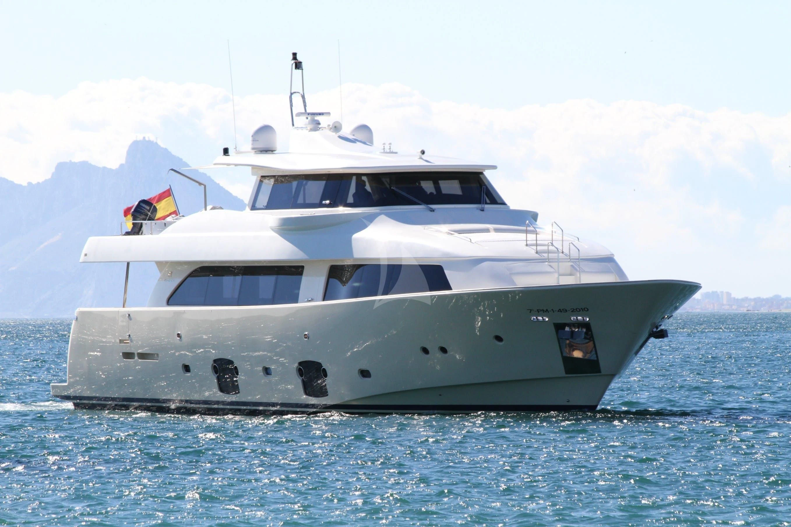 a white yacht in the water aboard EOLIA Yacht for Sale