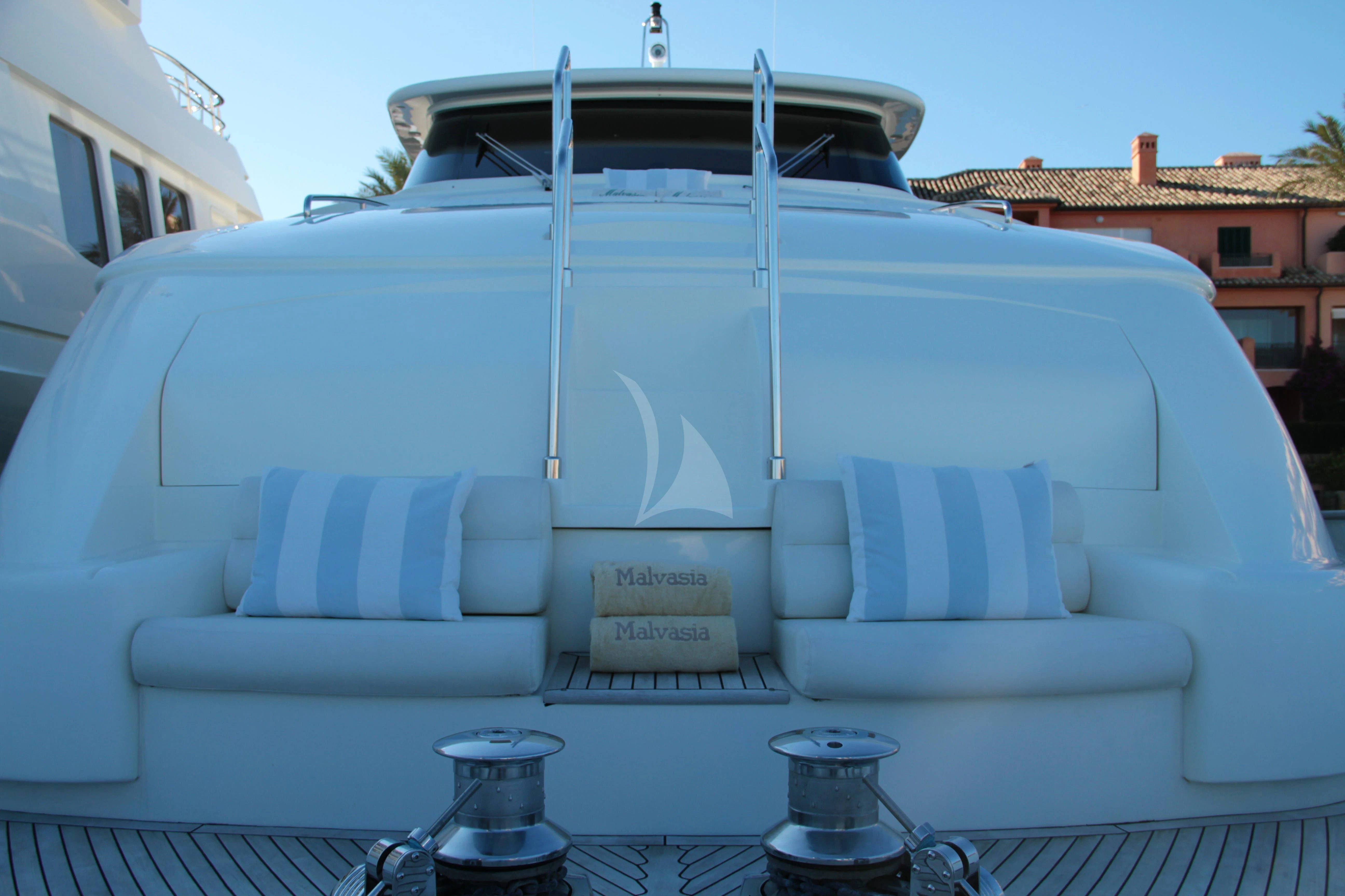 a white car with a large white convertible roof aboard EOLIA Yacht for Sale