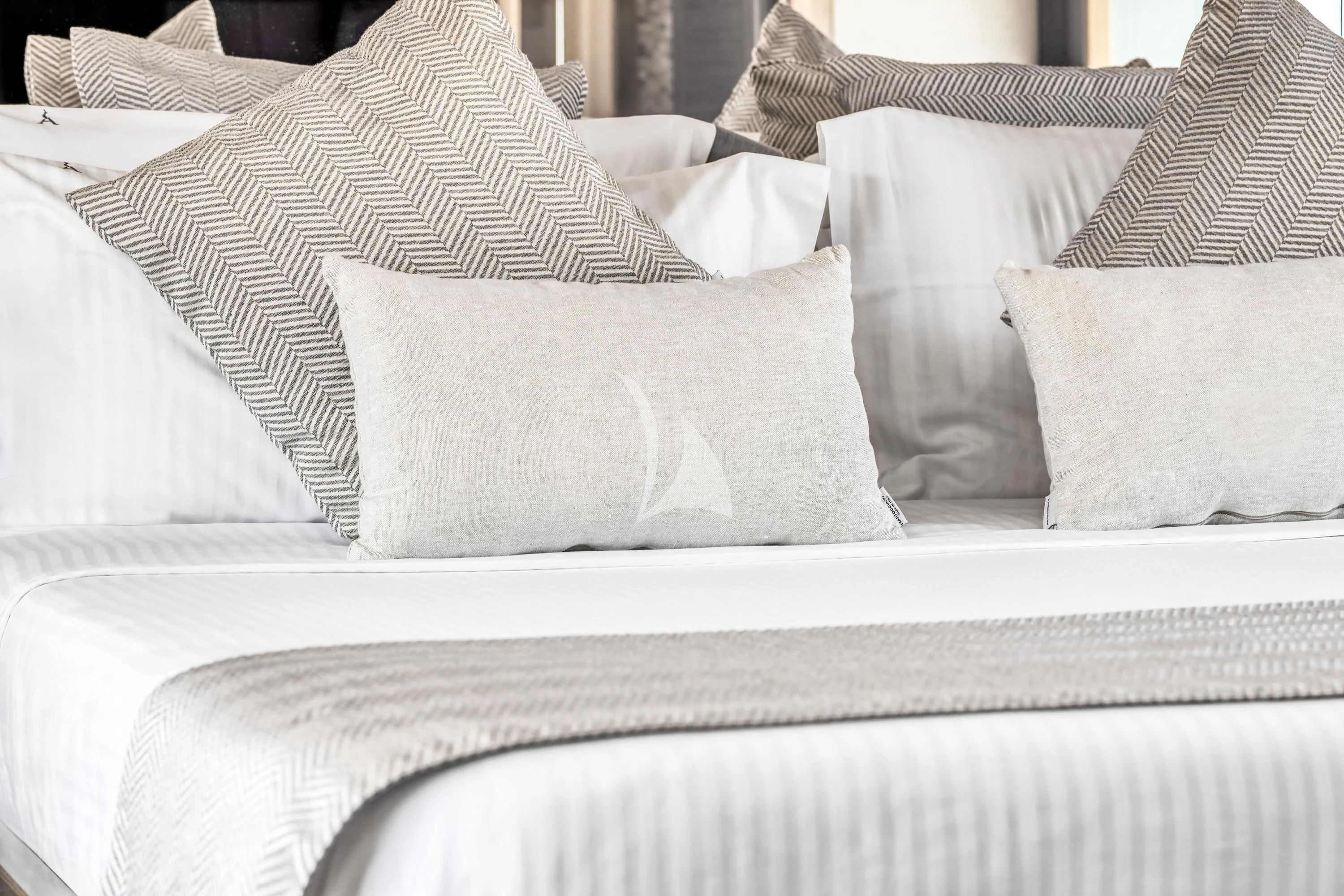 pillows on a bed aboard EOLIA Yacht for Sale