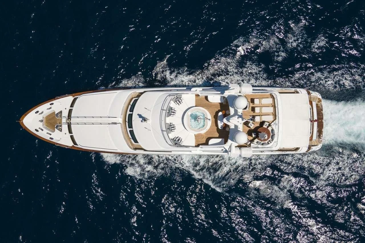 a space ship in space aboard AURA Yacht for Sale