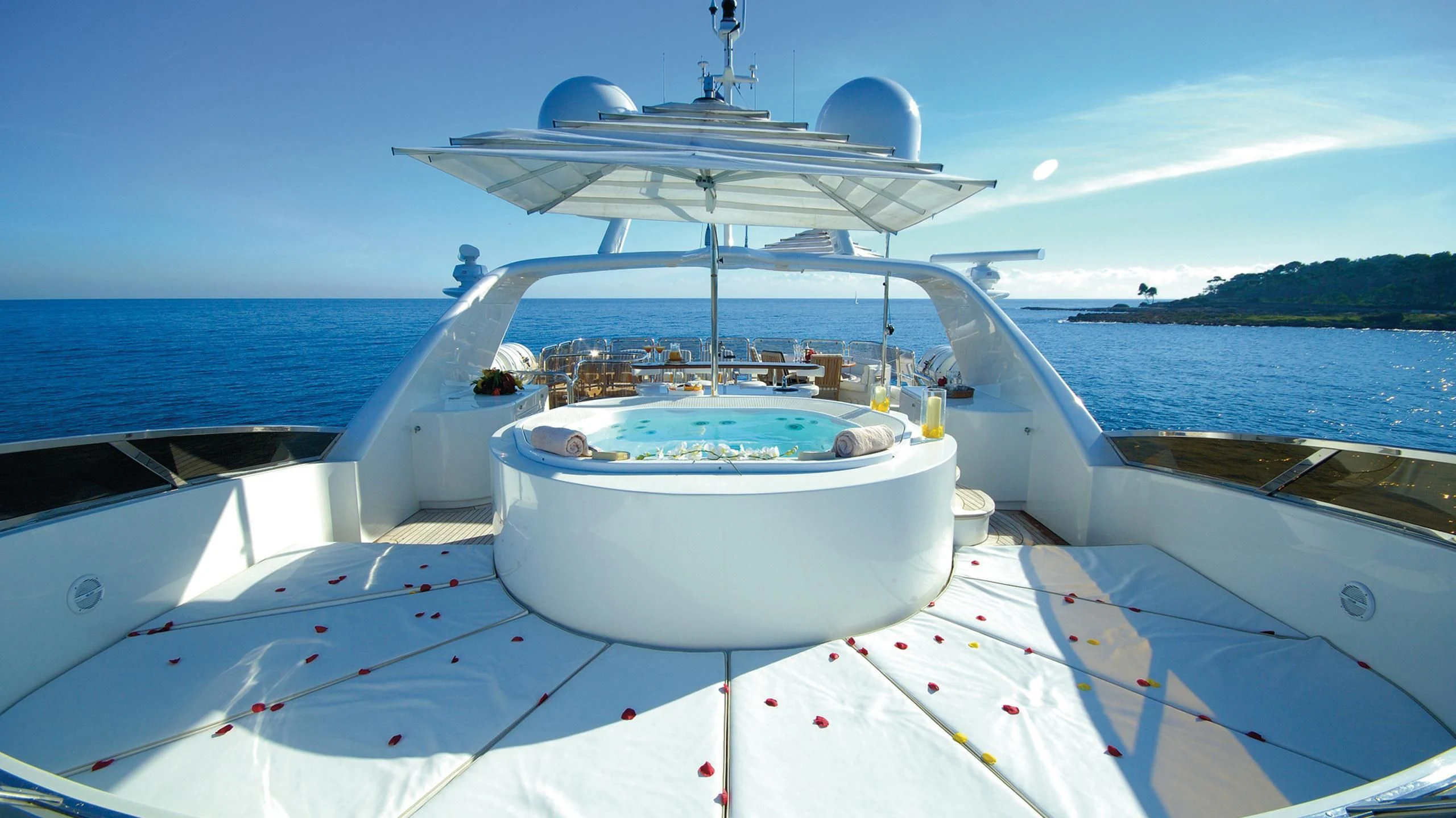 a boat on the water aboard AURA Yacht for Sale