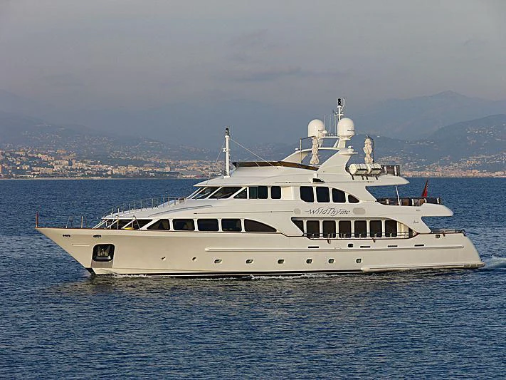 a boat in the water aboard AURA Yacht for Sale