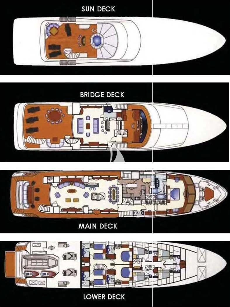 diagram aboard AURA Yacht for Sale