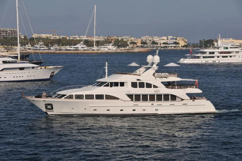 a group of boats in the water aboard AURA Yacht for Sale
