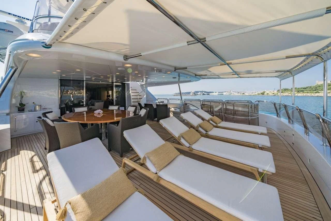 inside of a boat aboard AURA Yacht for Sale