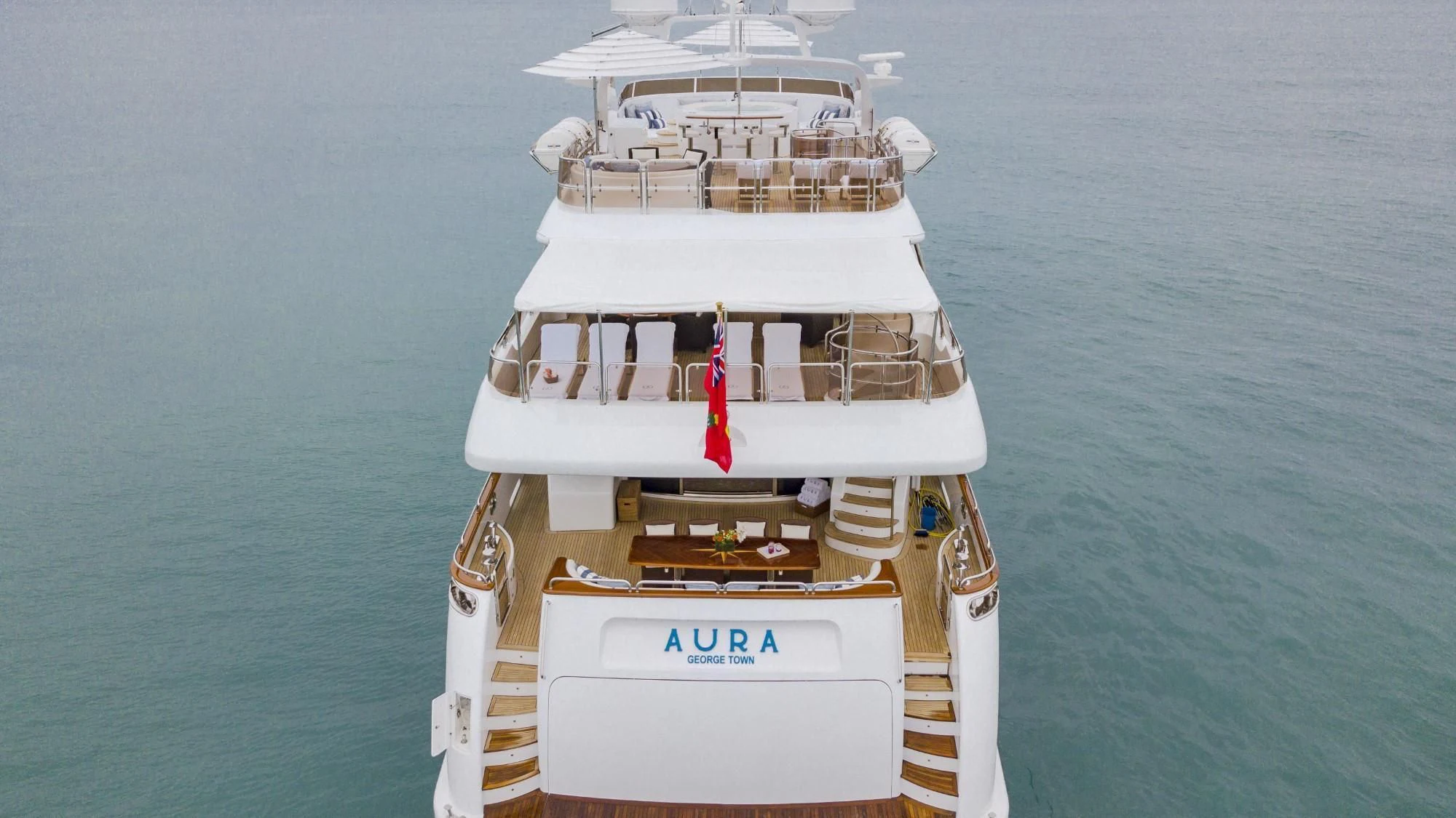 a boat on the water aboard AURA Yacht for Sale