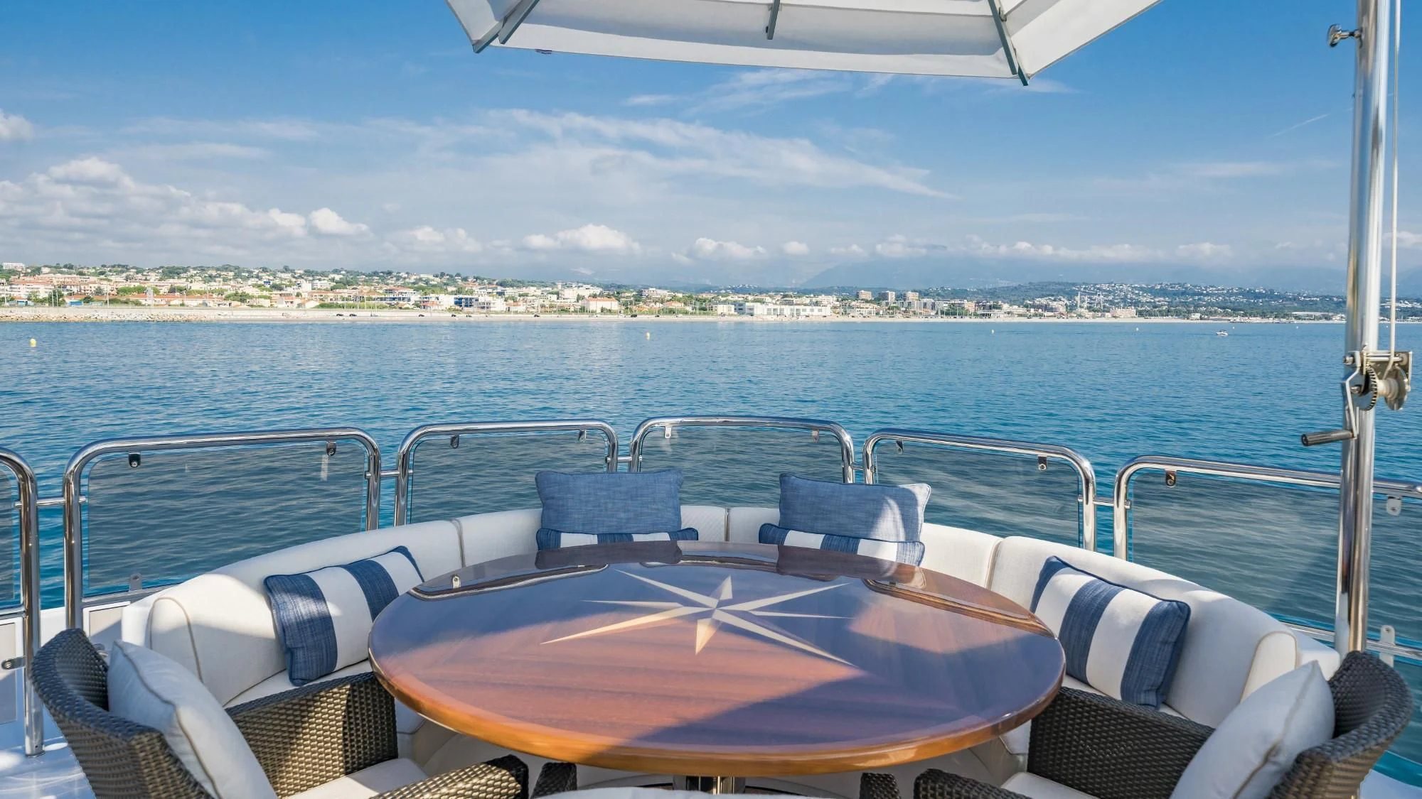 a boat on the water aboard AURA Yacht for Sale