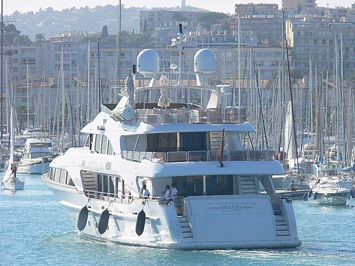 a boat in the water aboard AURA Yacht for Sale