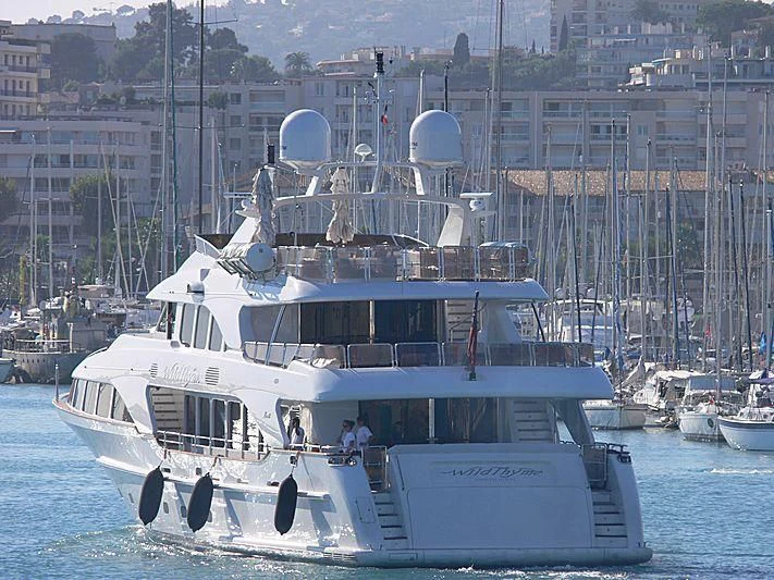 a boat in the water aboard AURA Yacht for Sale