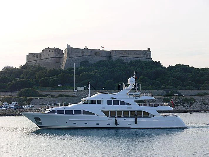 a boat on the water aboard AURA Yacht for Sale