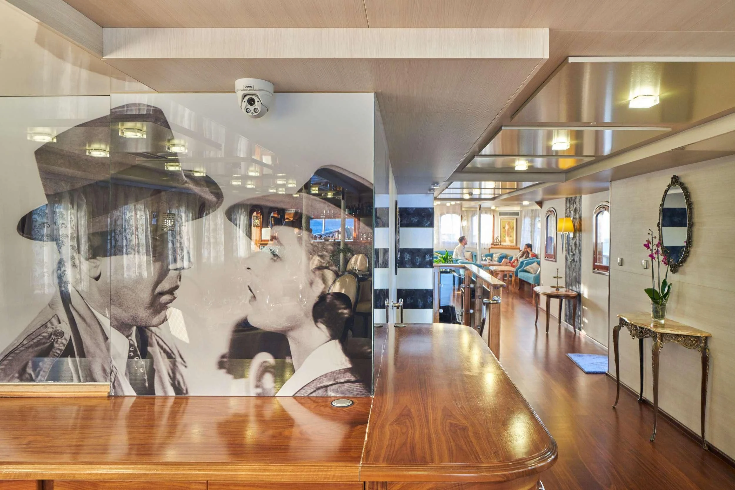 a large statue in a building aboard CASABLANCA Yacht for Sale