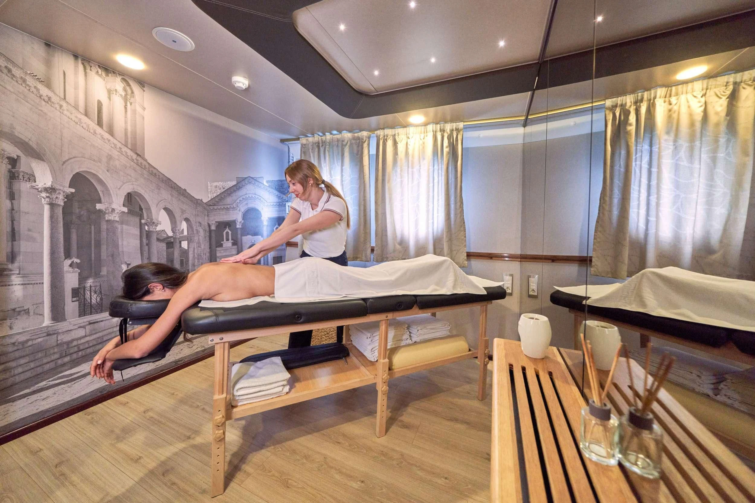 a person doing yoga in a room aboard CASABLANCA Yacht for Sale