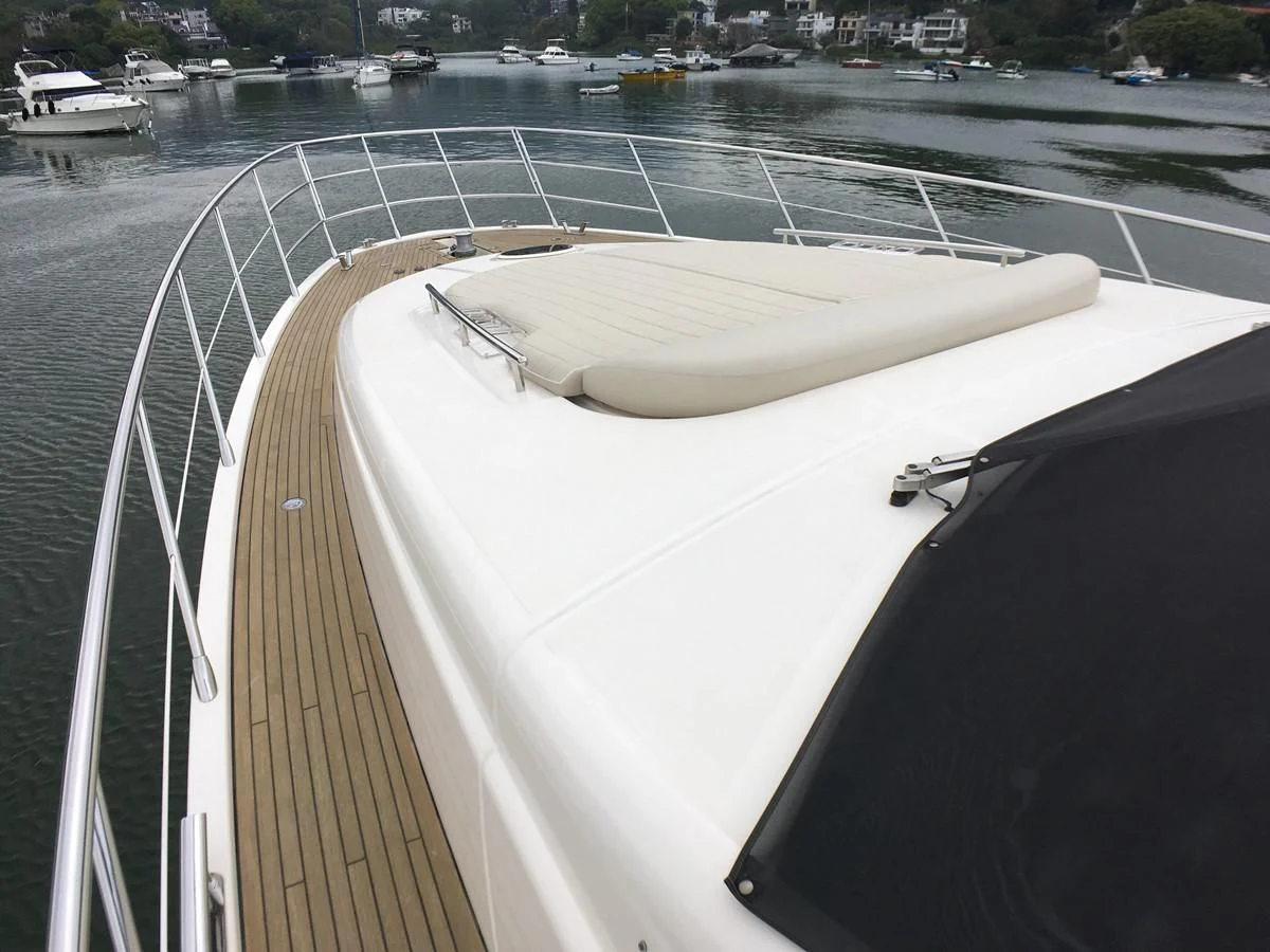 a white boat on a railing aboard AZIMUT 75 Yacht for Sale